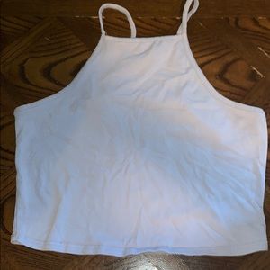 Light pastel blue halter crop top